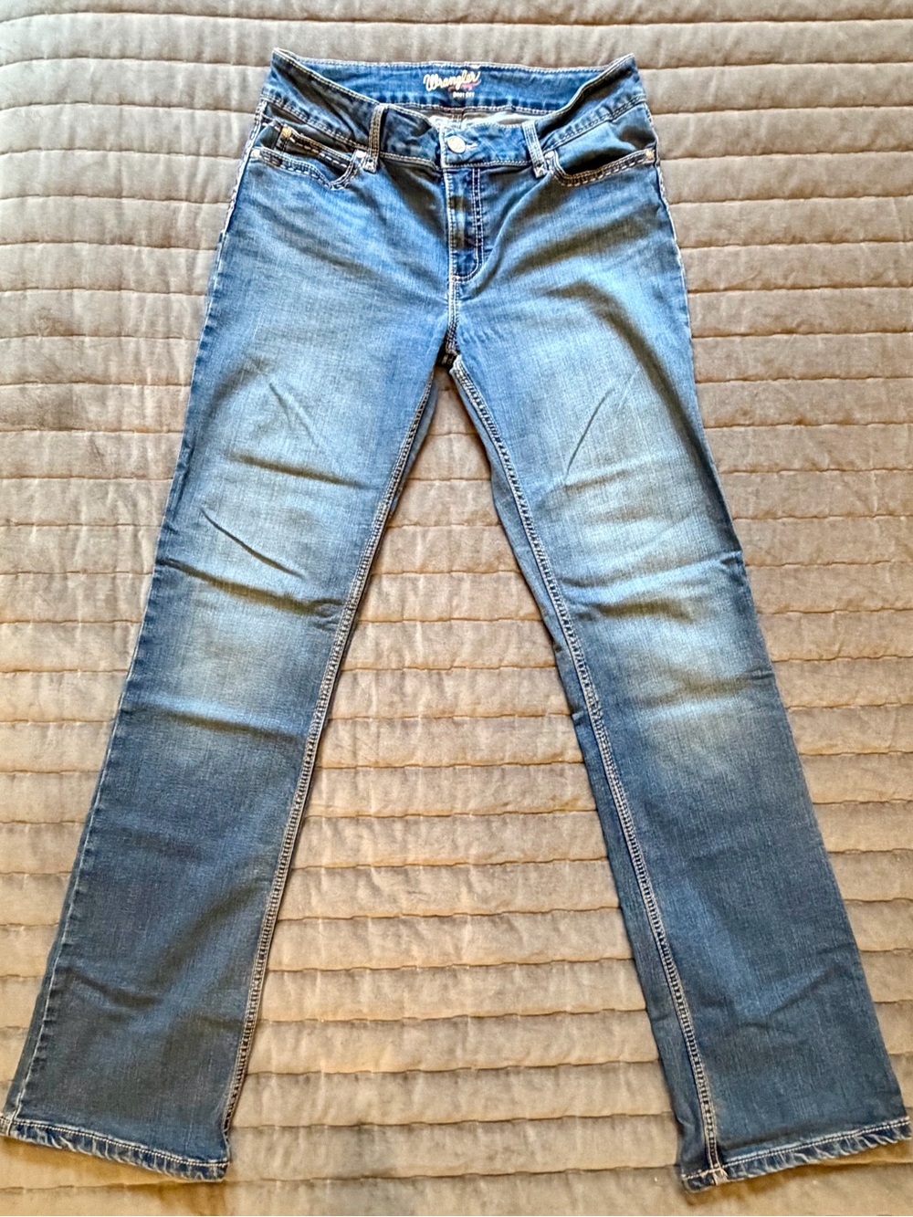 Wrangler Women's Blue Bootcut Jeans Tall - Extra Long